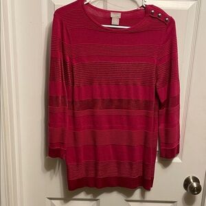 Chico's Berry Button-Shoulder Sweater/tunic